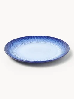 Platos Llanos|Vajillas Completas></noscript>Westwing Collection Platos llanos artesanales con esmalte reactivo Vinci, 4 uds. Azul real y azul claro con gradiente de color