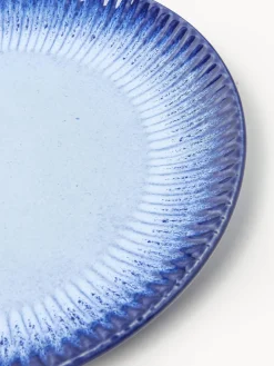 Platos Llanos|Vajillas Completas></noscript>Westwing Collection Platos llanos artesanales con esmalte reactivo Vinci, 4 uds. Azul real y azul claro con gradiente de color