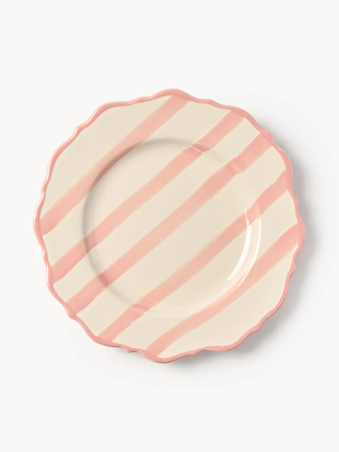 Platos Llanos|Vajillas Completas>Westwing Collection Platos llanos artesanales Donald, 4 uds. Blanco Off White, melocotón