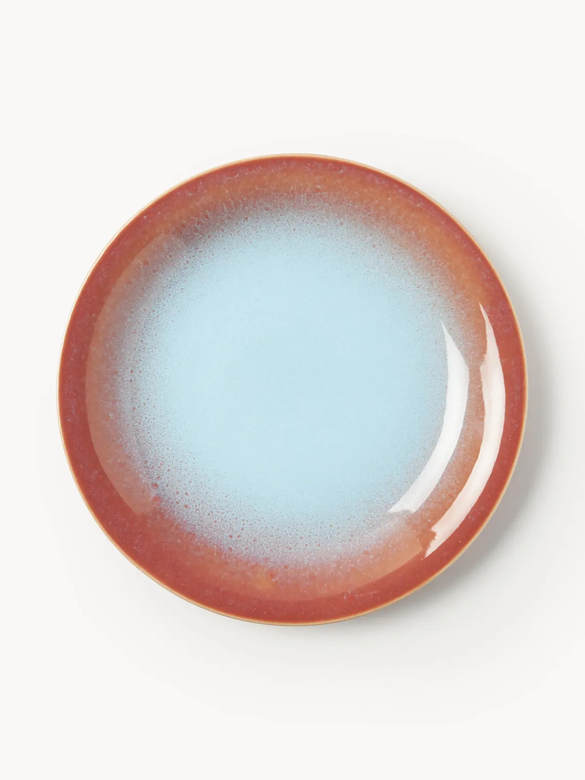 Platos Llanos|Vajillas Completas>Westwing Collection Platos llanos artesanales Marguerite, 4 uds. Terracota, azul claro