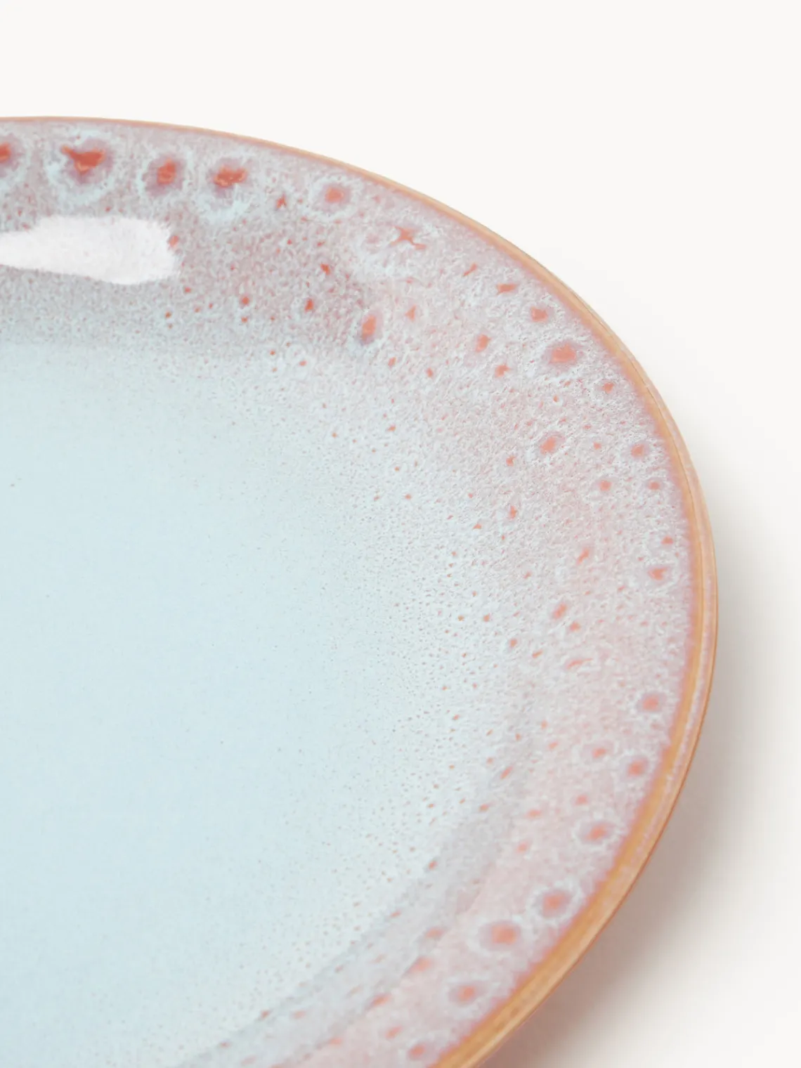 Platos Llanos|Vajillas Completas>Westwing Collection Platos llanos artesanales Marguerite, 4 uds. Terracota, azul claro