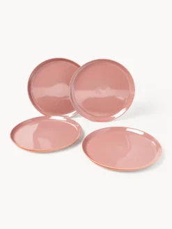 Platos Llanos|Vajillas Completas></noscript>Westwing Collection Platos llanos con esmalte reactivo Havana, 4 uds. Tonos rosas y naranjas