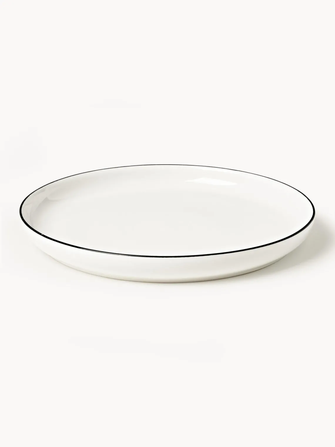Platos Llanos|Vajillas Completas>Westwing Collection Platos llanos de porcelana Facile, 2 uds. Blanco Off White con borde negro