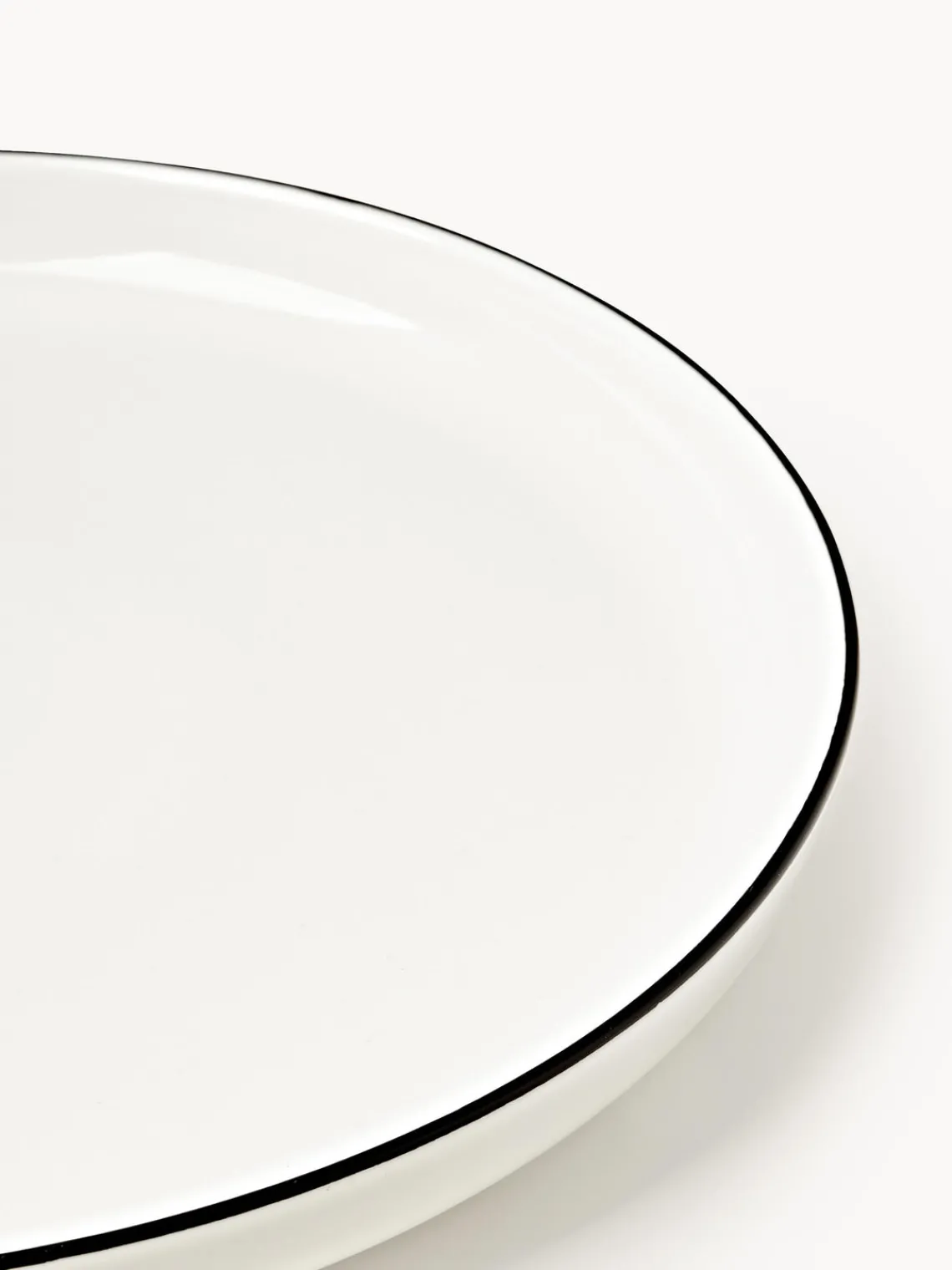 Platos Llanos|Vajillas Completas>Westwing Collection Platos llanos de porcelana Facile, 2 uds. Blanco Off White con borde negro