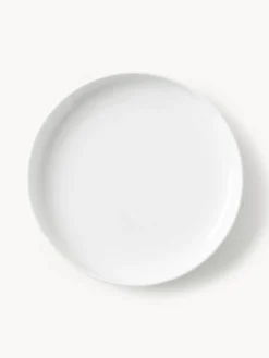 Platos Llanos|Vajillas Completas>Westwing Collection Platos llanos de porcelana Nessa, 4 uds. Blanco Off White brillante