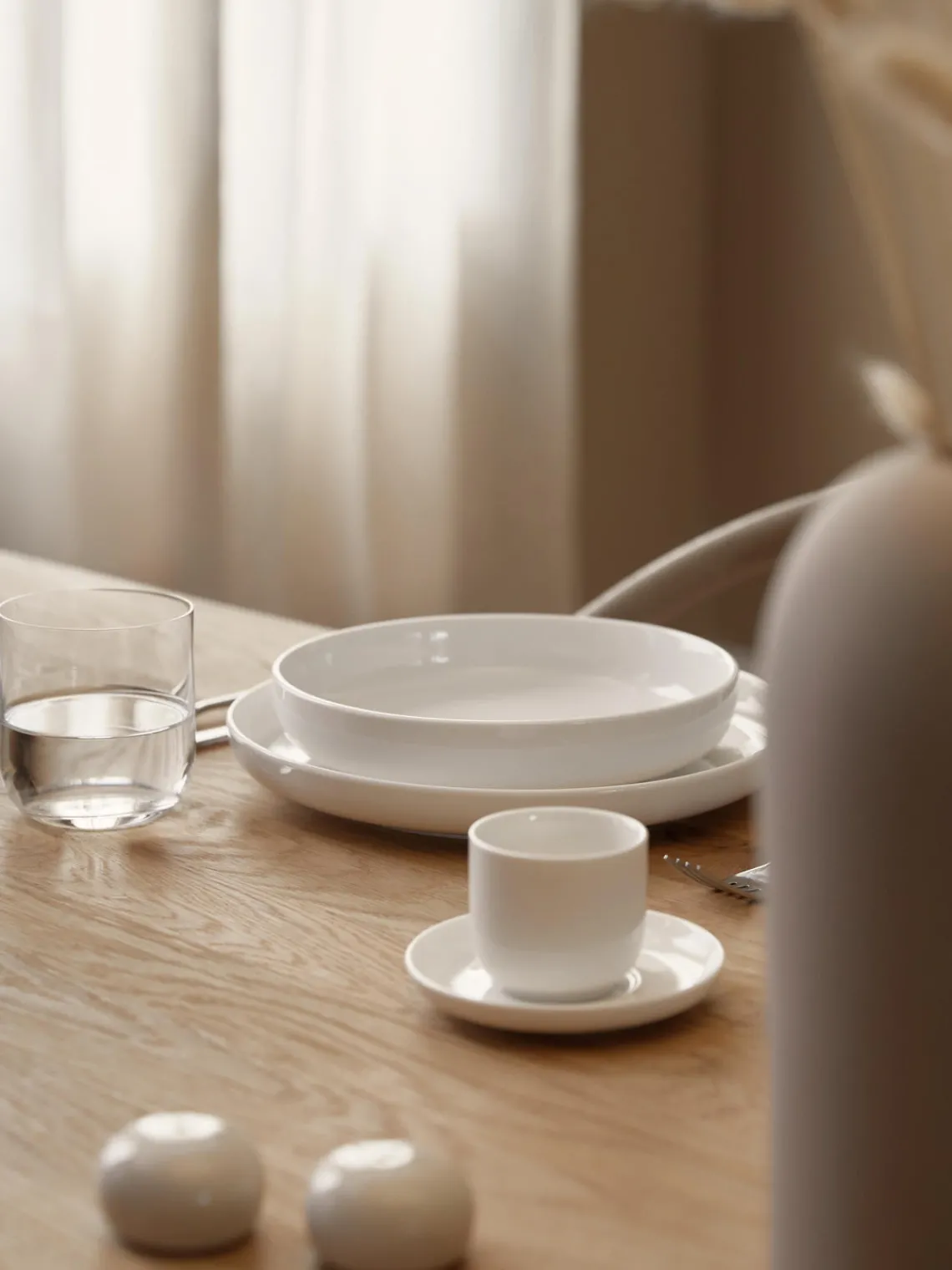Platos Llanos|Vajillas Completas>Westwing Collection Platos llanos de porcelana Nessa, 4 uds. Blanco Off White brillante