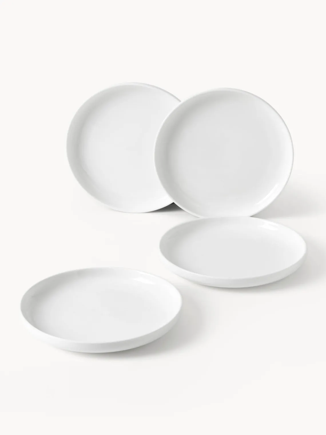 Platos Llanos|Vajillas Completas>Westwing Collection Platos llanos de porcelana Nessa, 4 uds. Blanco Off White brillante