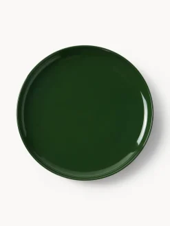 Platos Llanos|Vajillas Completas>Westwing Collection Platos llanos de porcelana Nessa, 4 uds. Verde oscuro brillante