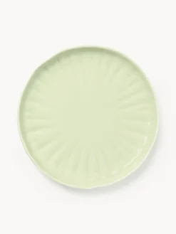 Platos Llanos|Vajillas Completas>Westwing Collection Platos llanos de porcelana con relieves Sali, 4 uds. Verde claro