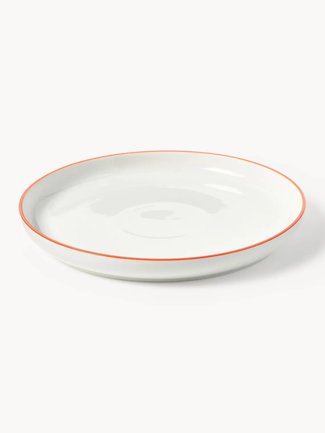 Platos Llanos|Vajillas Completas>Westwing Collection Platos llanos de porcelana Facile, 2 uds. Blanco Off White con borde naranja