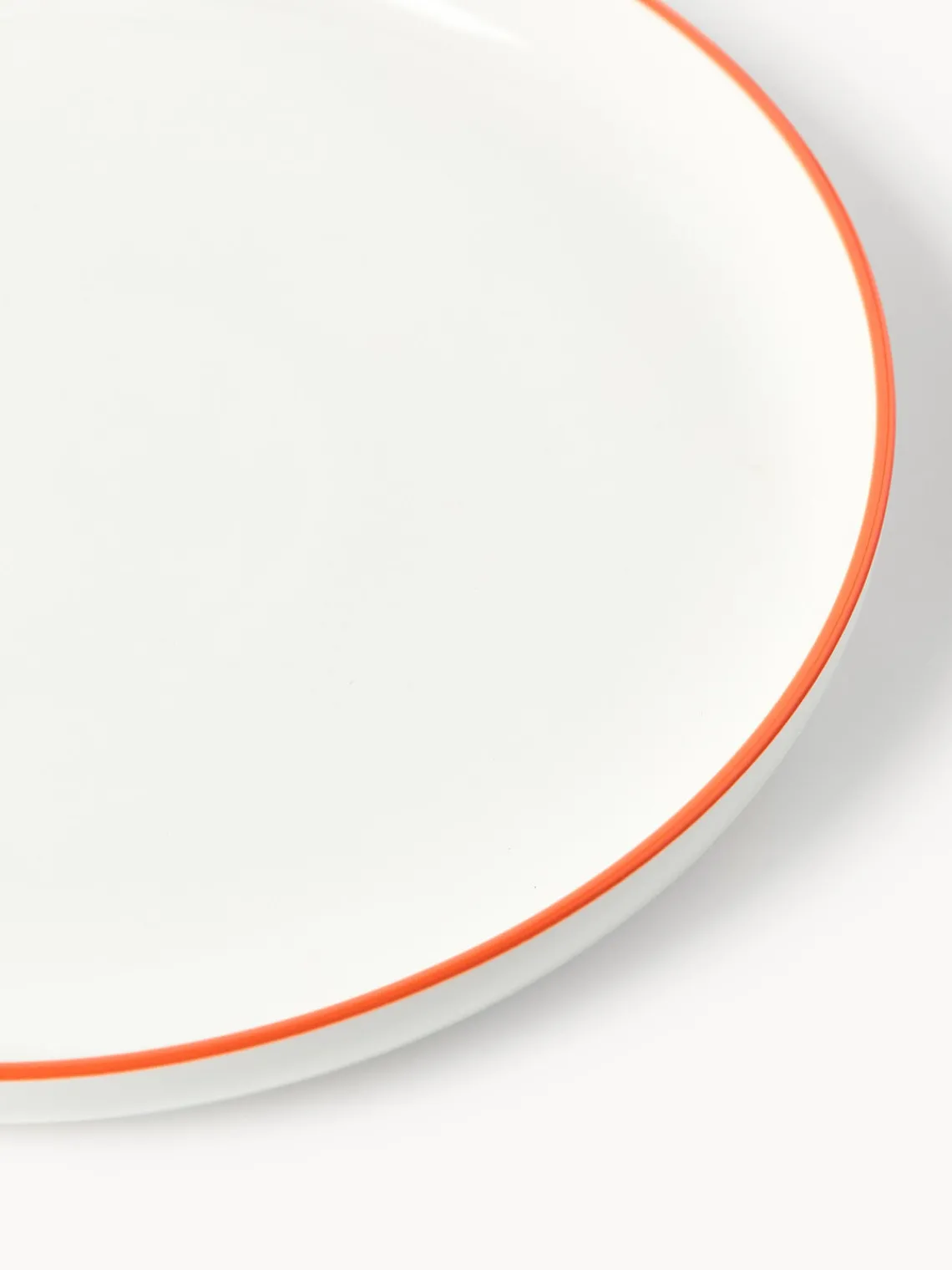 Platos Llanos|Vajillas Completas>Westwing Collection Platos llanos de porcelana Facile, 2 uds. Blanco Off White con borde naranja