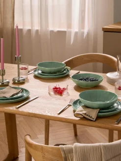 Outlet Platos llanos de porcelana con relieves Sali, 4 uds. Platos Llanos|Vajillas Completas