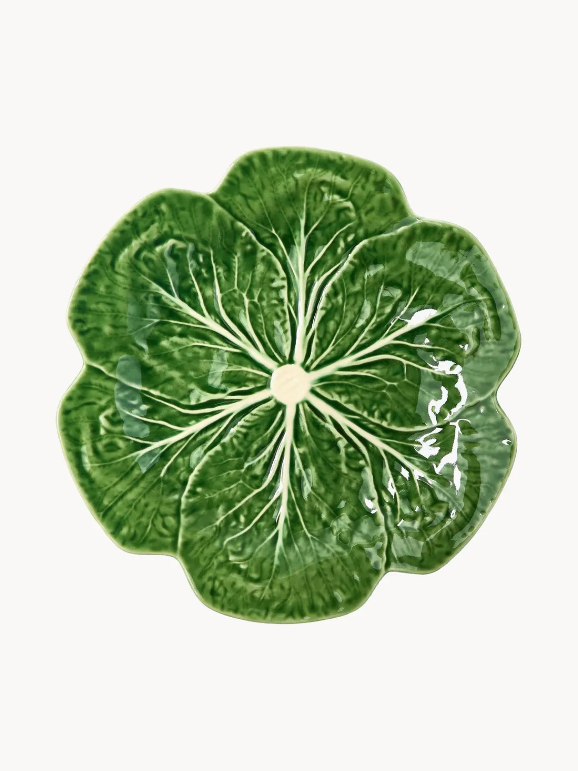 Platos Llanos|Vajillas Completas>BORDALLO PINHEIRO Platos llanos pintados a mano Cabbage, 2 uds. Verde oscuro, blanco Off White