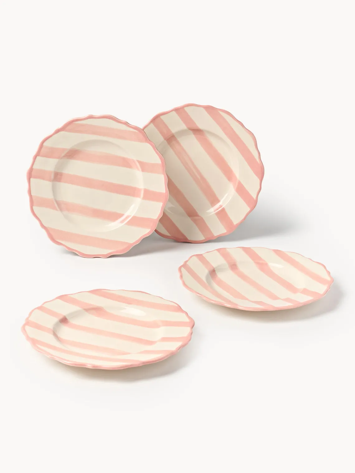 Platos De Postre|Vajillas Completas>Westwing Collection Platos postre artesanales Donald, 4 uds. Blanco Off White, melocotón