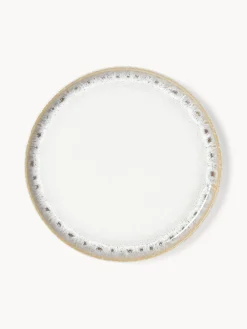 Platos De Postre|Vajillas Completas>Westwing Collection Platos postre artesanales con esmalte reactivo Danza, 4 uds. Blanco, tonos beige, con gradiente de color