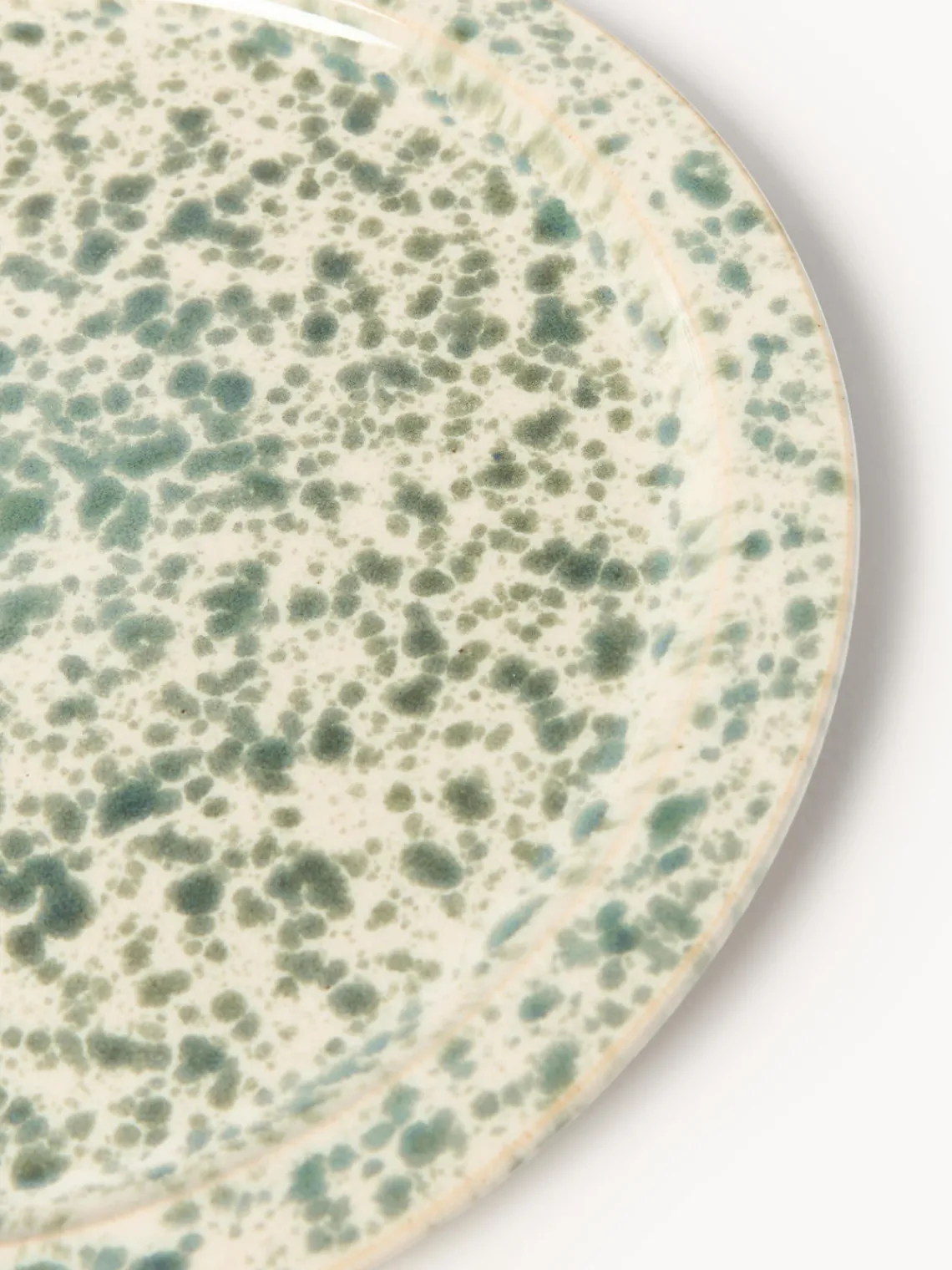 Platos De Postre|Vajillas Completas>Westwing Collection Platos postre artesanales Bernardo, 4 uds. Beige claro, verde salvia