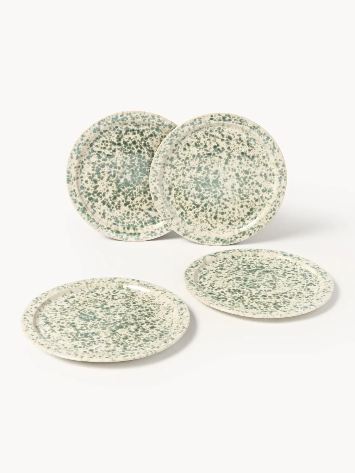 Platos De Postre|Vajillas Completas>Westwing Collection Platos postre artesanales Bernardo, 4 uds. Beige claro, verde salvia