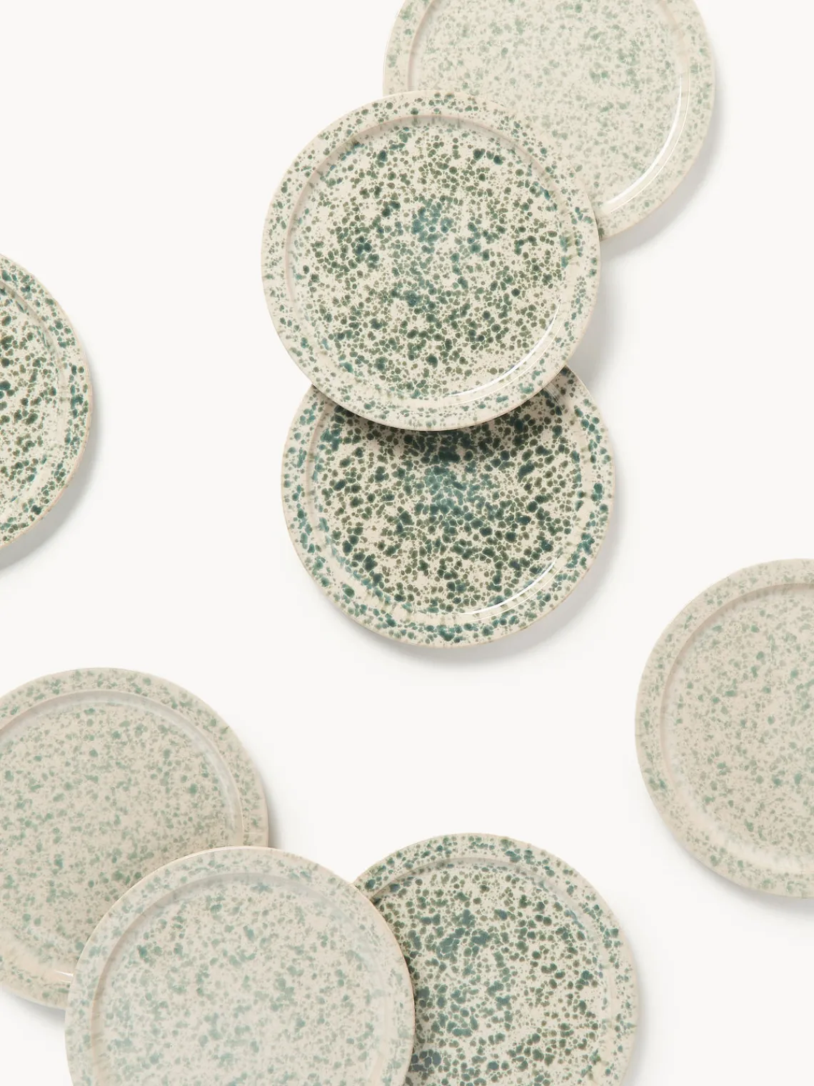 Platos De Postre|Vajillas Completas>Westwing Collection Platos postre artesanales Bernardo, 4 uds. Beige claro, verde salvia