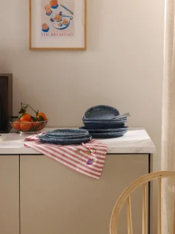 Platos De Postre|Vajillas Completas>Westwing Collection Platos postre artesanales en forma orgánica Macey, 4 uds Tonos grises azulados brillantes