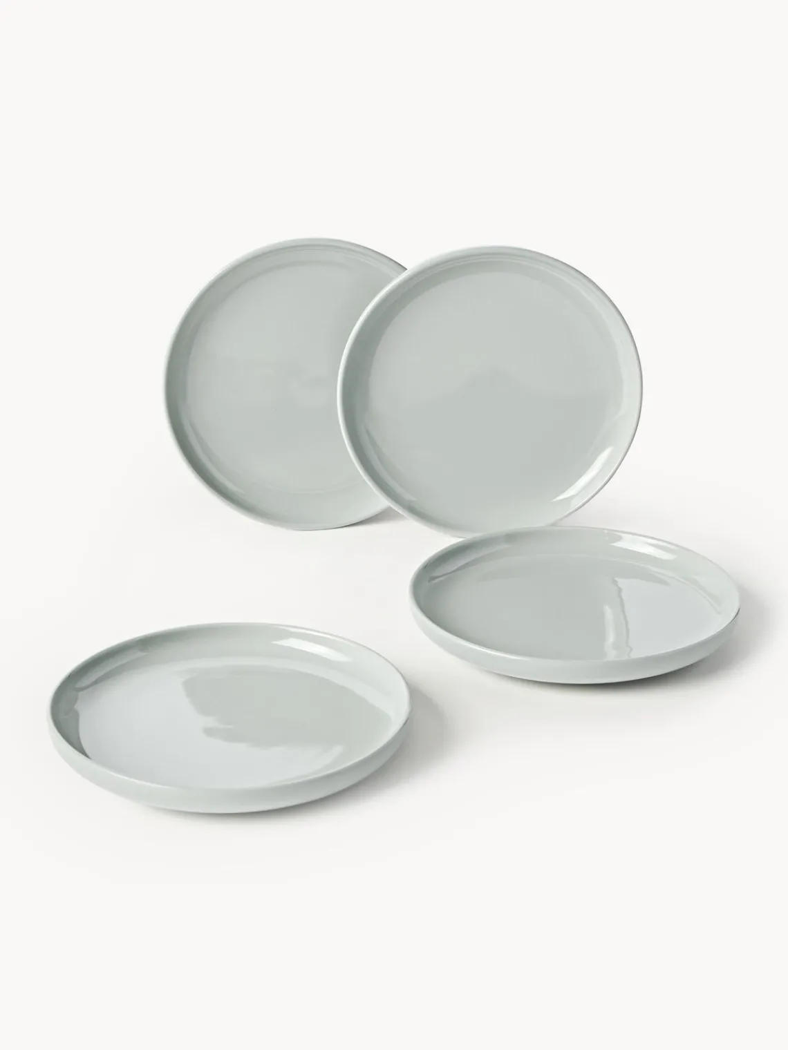 Platos De Postre|Vajillas Completas>Westwing Collection Platos postre de porcelana Nessa, 4 uds. Gris claro brillante