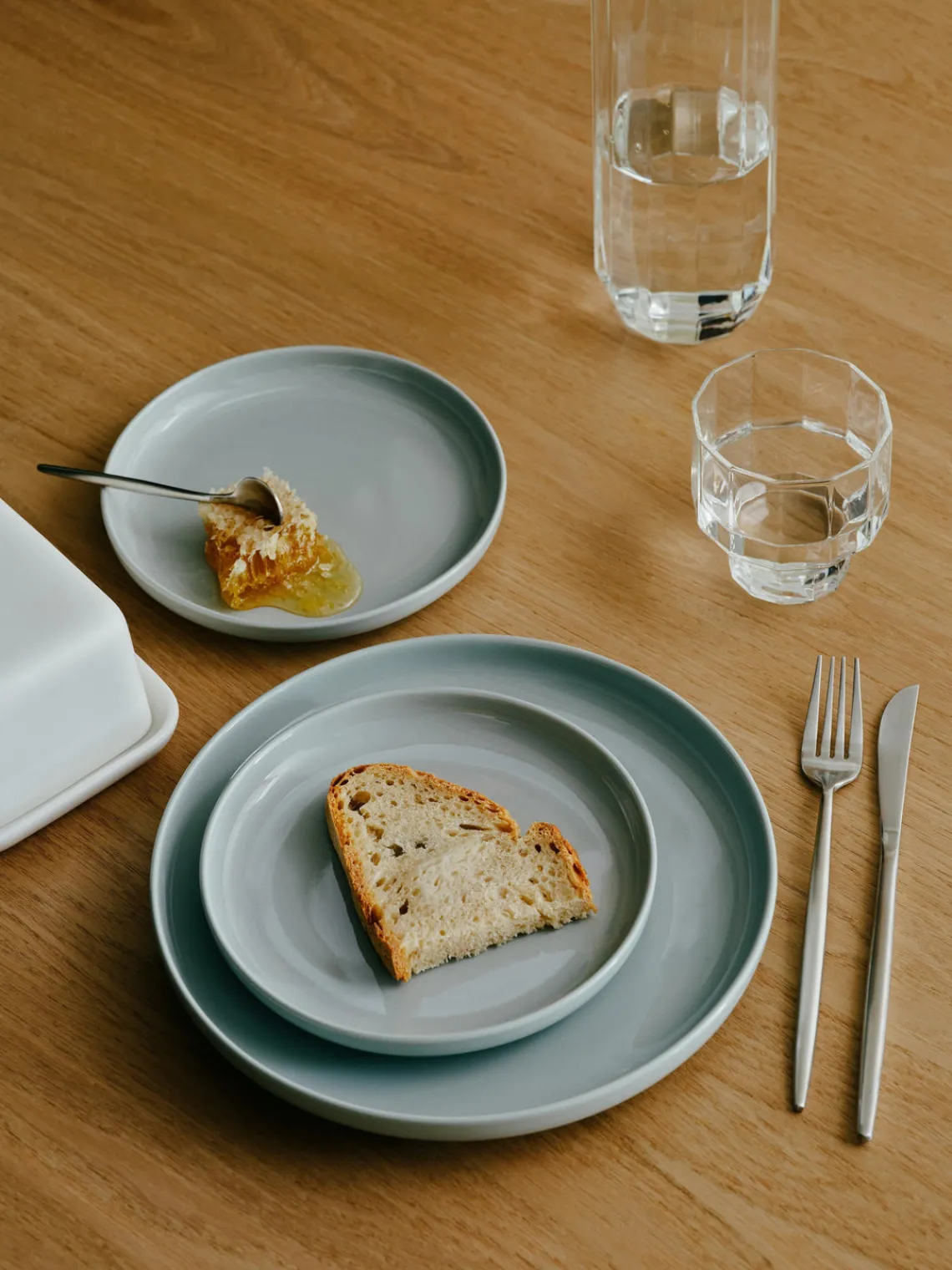 Platos De Postre|Vajillas Completas>Westwing Collection Platos postre de porcelana Nessa, 4 uds. Gris claro brillante