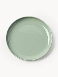 Platos De Postre|Menaje De Mesa>Westwing Collection Platos postre de porcelana Nessa, 4 uds. Verde salvia brillante