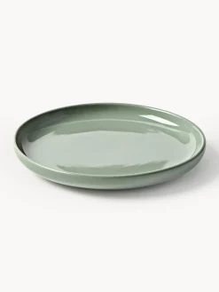 Platos De Postre|Menaje De Mesa></noscript>Westwing Collection Platos postre de porcelana Nessa, 4 uds. Verde salvia brillante