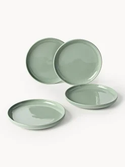 Platos De Postre|Menaje De Mesa></noscript>Westwing Collection Platos postre de porcelana Nessa, 4 uds. Verde salvia brillante
