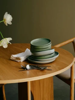 Platos De Postre|Menaje De Mesa></noscript>Westwing Collection Platos postre de porcelana Nessa, 4 uds. Verde salvia brillante