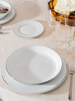 Platos De Postre|Vajillas Completas>Meissen Platos postre de porcelana con borde platino pintado a mano Vitruv, 2 uds. Blanco con borde de platino