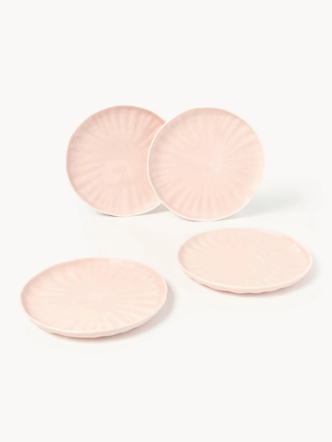 Clearance Platos postre de porcelana con relieves Sali, 4 uds. Platos De Postre|Vajillas Completas