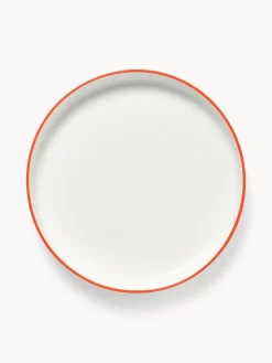 Platos De Postre|Vajillas Completas>Westwing Collection Platos postre de porcelana Facile, 2 uds. Blanco Off White con borde naranja