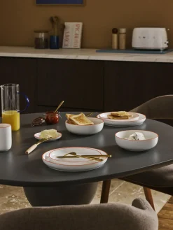 Platos De Postre|Vajillas Completas>Westwing Collection Platos postre de porcelana Facile, 2 uds. Blanco Off White con borde naranja