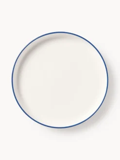 Platos De Postre|Vajillas Completas>Westwing Collection Platos postre de porcelana Facile, 2 uds. Blanco Off White con borde azul oscuro