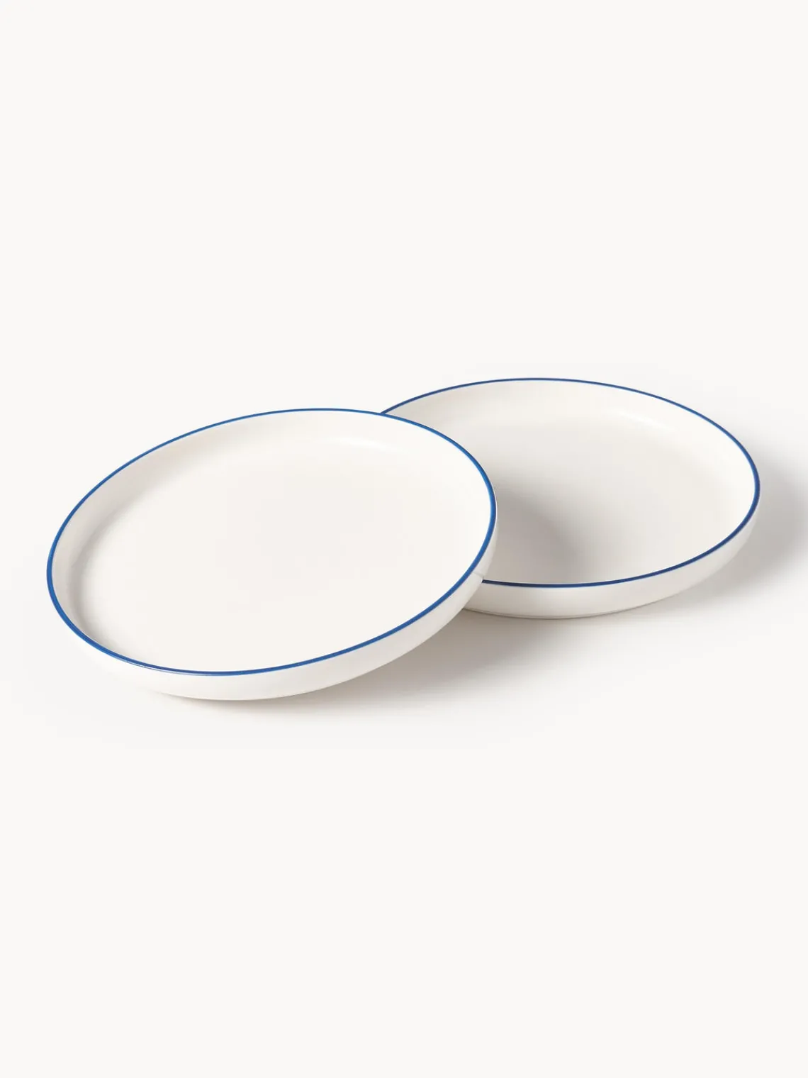 Platos De Postre|Vajillas Completas>Westwing Collection Platos postre de porcelana Facile, 2 uds. Blanco Off White con borde azul oscuro