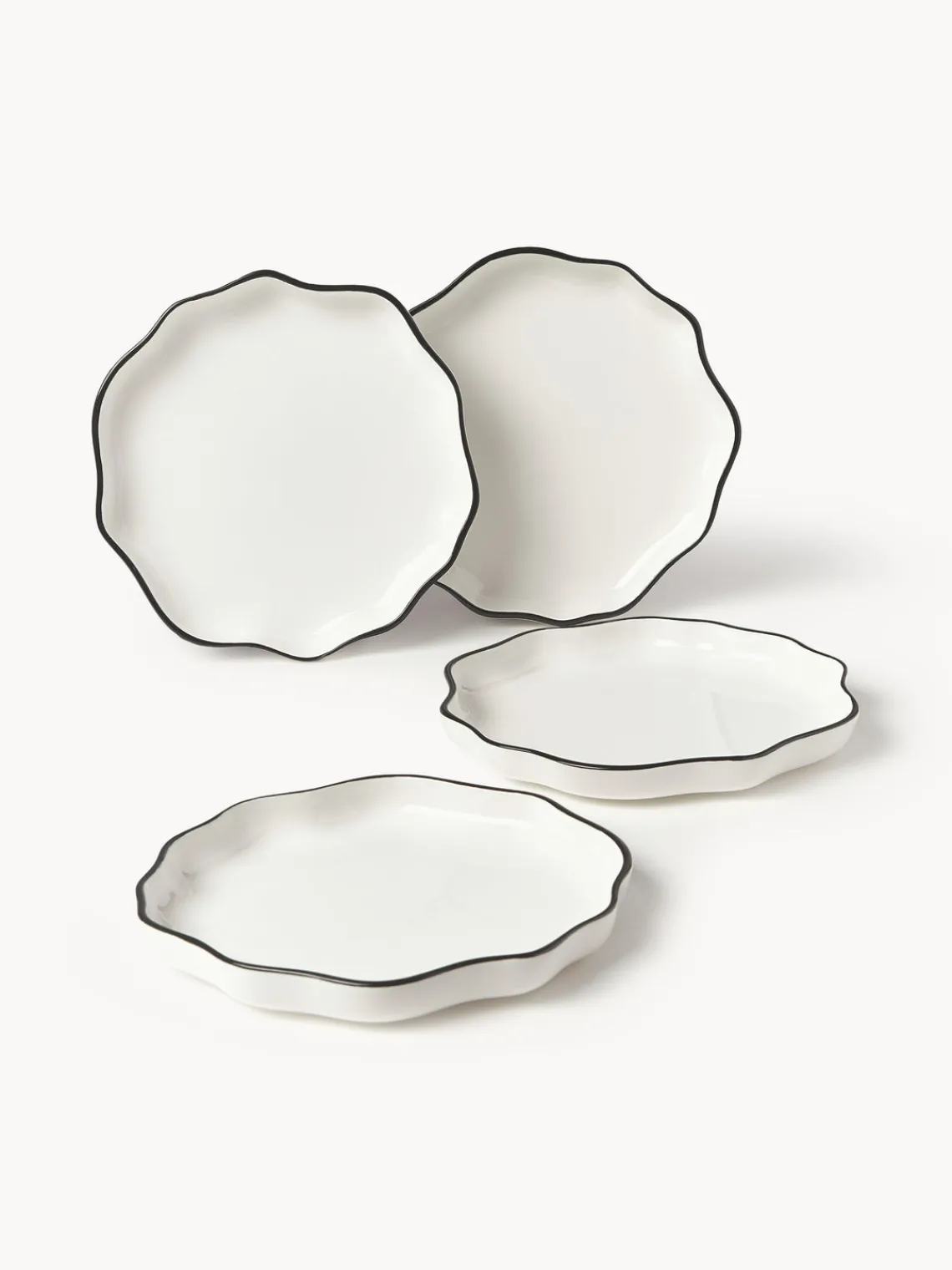 Platos De Postre|Vajillas Completas>Westwing Collection Platos postre de porcelana con volantes Bia, 4 uds.