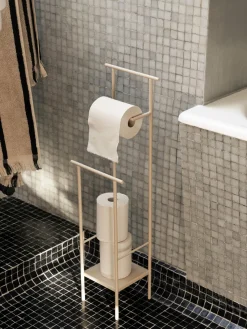 Portarrollos|Estanterías De Baño>Ferm Living Portarrollos con estante Dora Beige claro mate