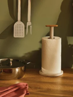 Almacenaje De Cocina>ALESSI Portarrollos de cocina con bambú Mattina Greige, madera clara