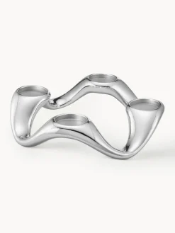 Portavelas|Jarrones>GEORG JENSEN Portavela de acero inoxidable con forma orgánica Cobra