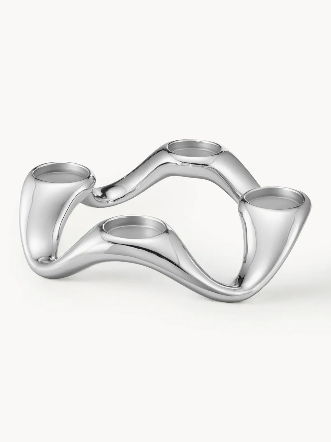 Portavelas|Jarrones>GEORG JENSEN Portavela de acero inoxidable con forma orgánica Cobra