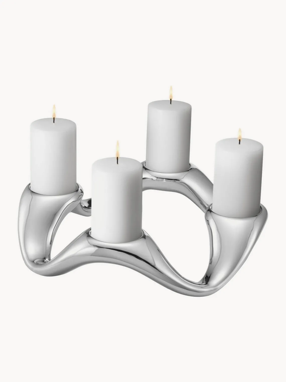 Portavelas|Jarrones>GEORG JENSEN Portavela de acero inoxidable con forma orgánica Cobra