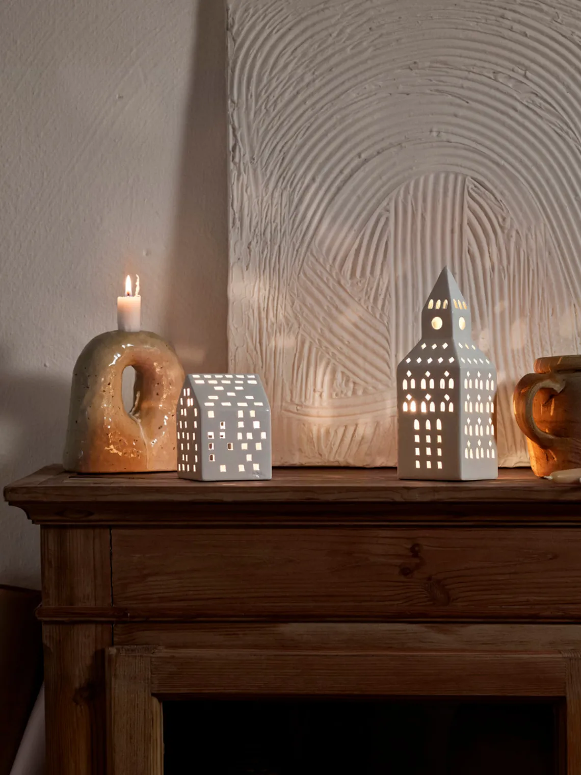 Portavelas|Jarrones>KÄHLER Portavelas casita de cerámica Urbania Classical