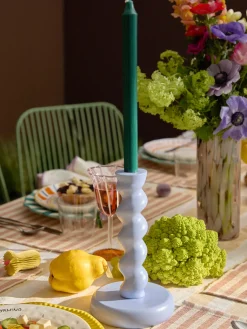 Candelabros|Jarrones>POLSPOTTEN Portavelas de metal artesanal Twister Azul claro