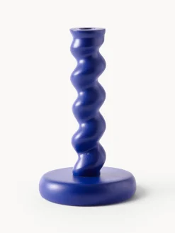 Candelabros|Jarrones>POLSPOTTEN Portavelas de metal artesanal Twister Azul oscuro