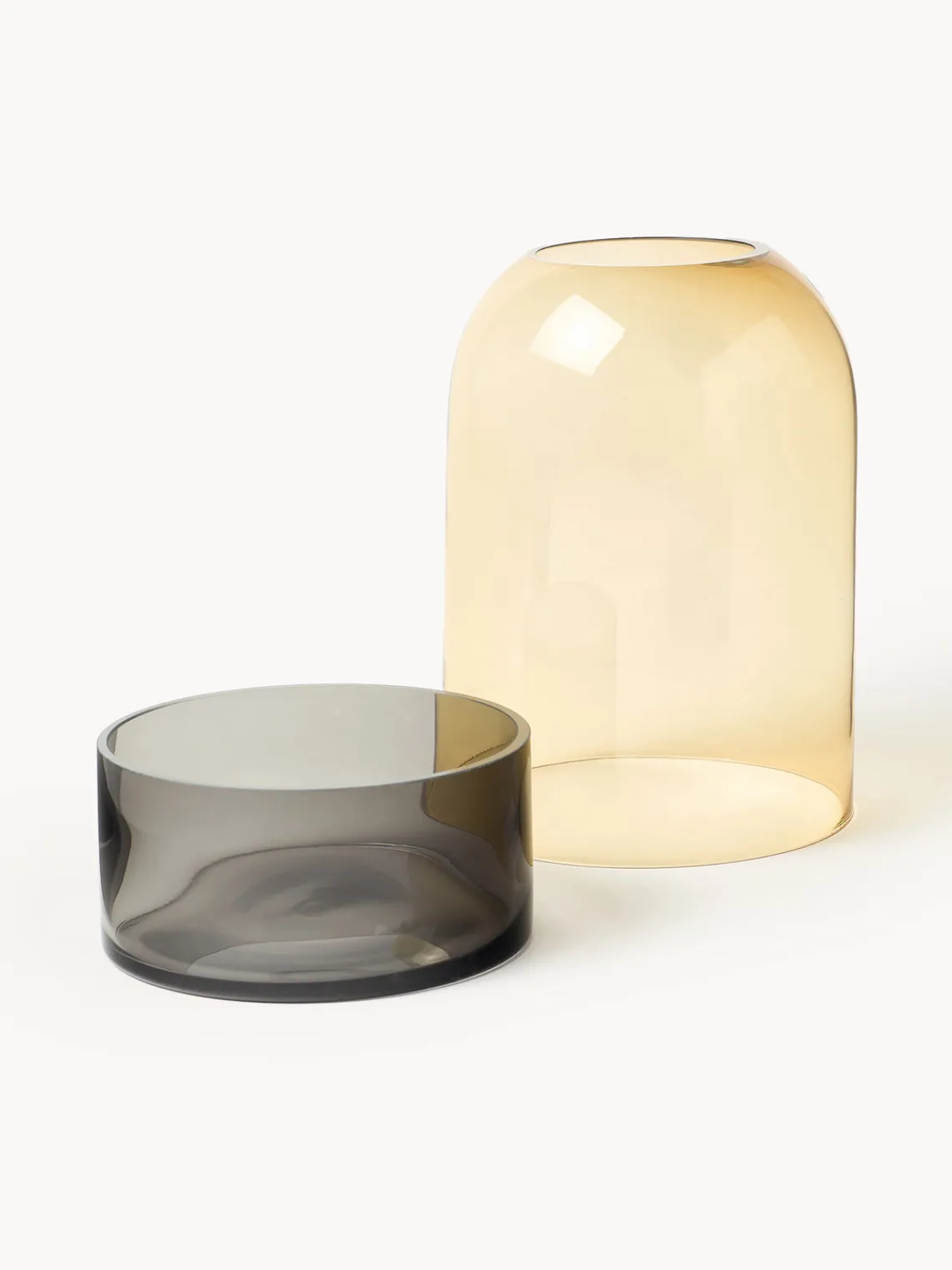 Farolillos|Jarrones>AYTM Portavelas de vidrio Tota Ocre, gris oscuro, transparente