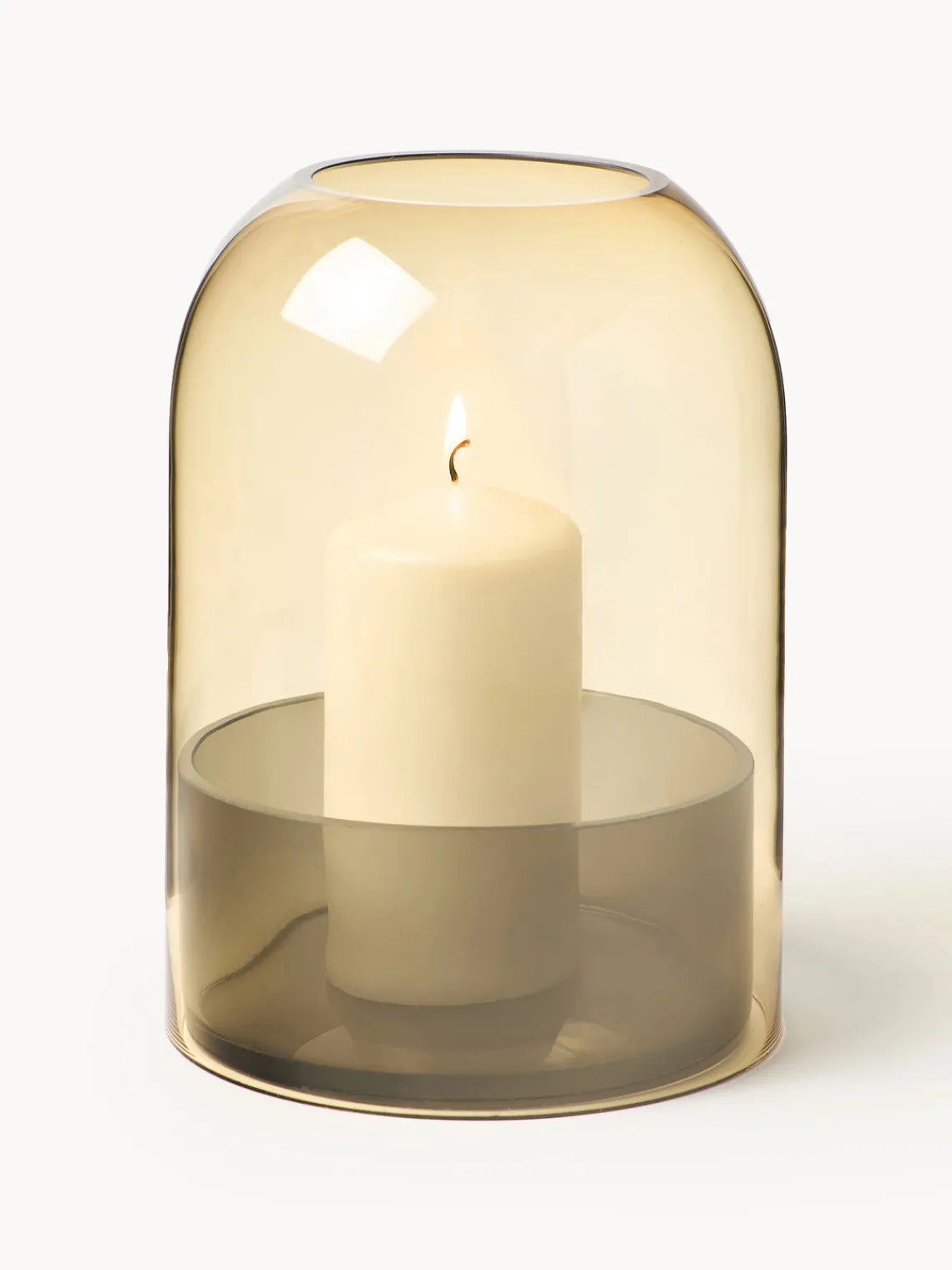 Farolillos|Jarrones>AYTM Portavelas de vidrio Tota Ocre, gris oscuro, transparente