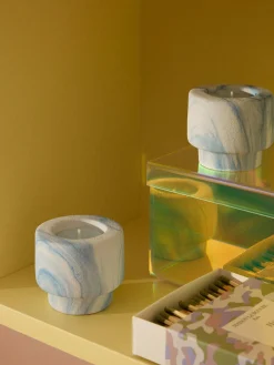 Clearance Portavelas en look mármol Kiko, 2 uds. Portavelas|Jarrones