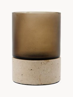 Clearance Portavelas soplado con base de travertino Rivo Farolillos|Jarrones