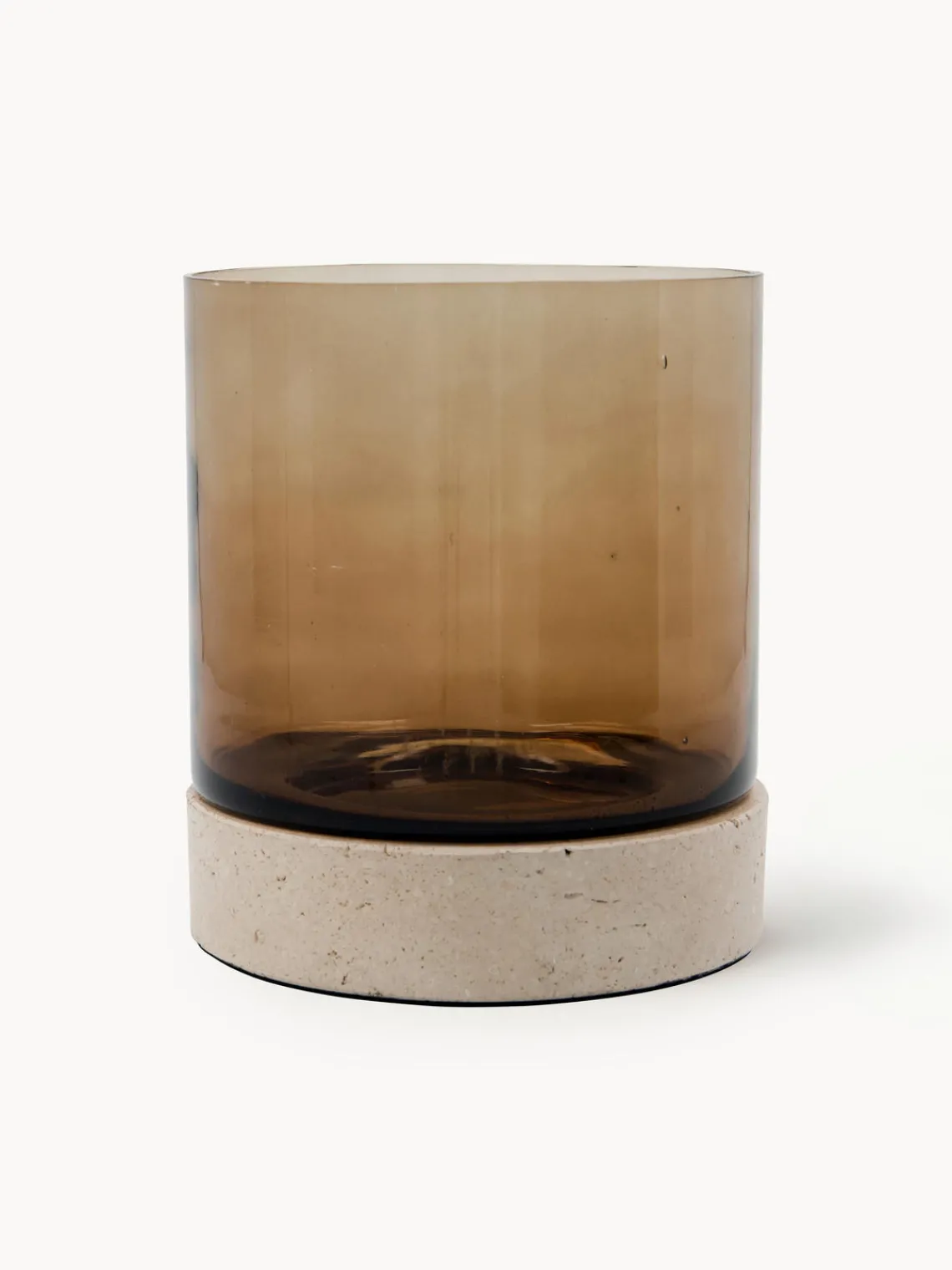 Hot Portavelas soplado con base de travertino Rivo Jarrones|Farolillos