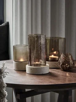 Discount Portavelas soplado con base de travertino Rivo Farolillos|Jarrones